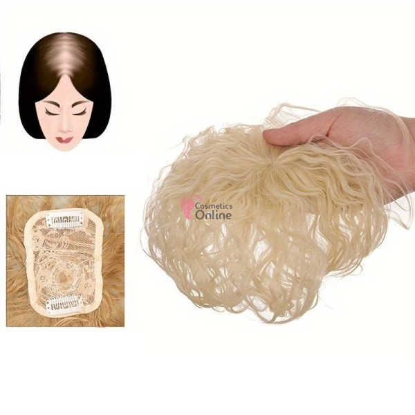 Peruca calota cu par ondulat din fibra Kanekalon 360 grade Cod BF03-613 Blond Deschis